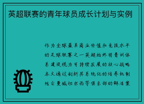 英超联赛的青年球员成长计划与实例